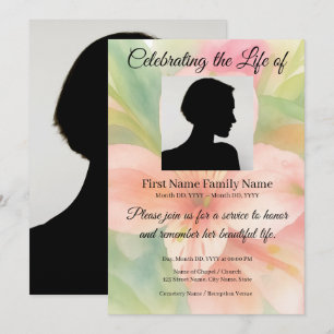 Peruvian lily memorial invitation