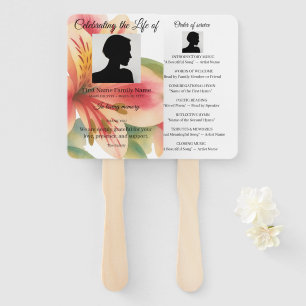 Peruvian lily order of service hand fan