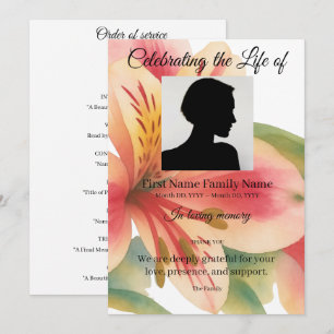 Peruvian lily order of service invitation