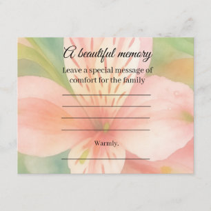 Peruvian lily pastel Memorial Message Card