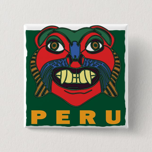 PERUVIAN MASK 15 CM SQUARE BADGE (Front)