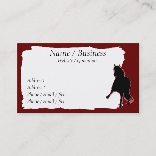 Peruvian Paso Horse Banner Profile Business Card (Front)