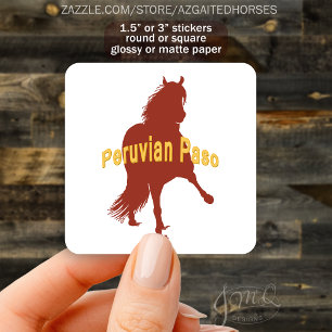 Peruvian Paso Horse Rust Silhouette Square Sticker