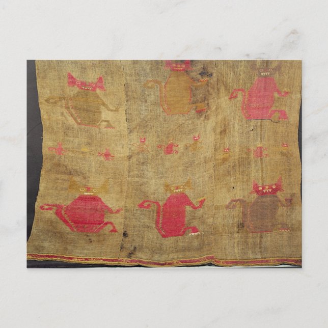 Peruvian shroud; cotton and vicuna brocaded postcard (Front)