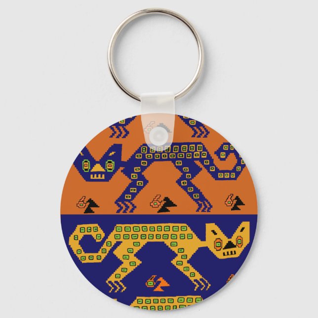 Peruvian Tribal Cats Key Ring (Front)