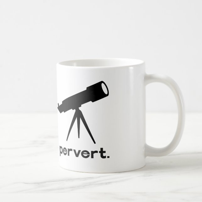 Pervert with Telescope Funny Parody Humour Coffee Mug (Right)