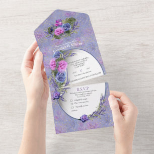 Pery Peri Watercolor Roses & Tulips  All In One In All In One Invitation