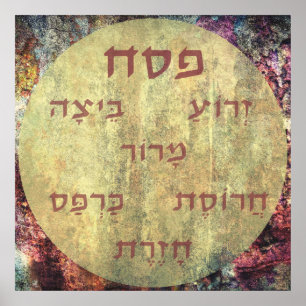 Pesach Hebrew Seder Night Plate Passover Poster