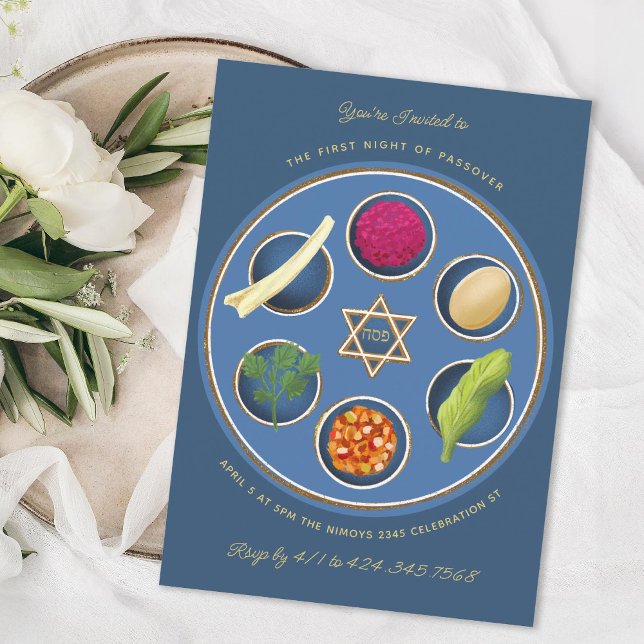 Pesach Seder Plate Happy Passover Dinner Invitation (Creator Uploaded)