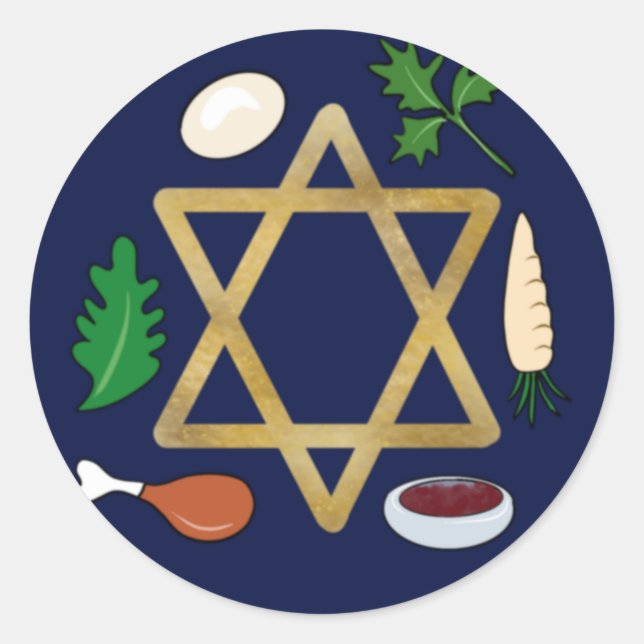 Pesach Seder  plate Star of David Classic Round Sticker (Front)