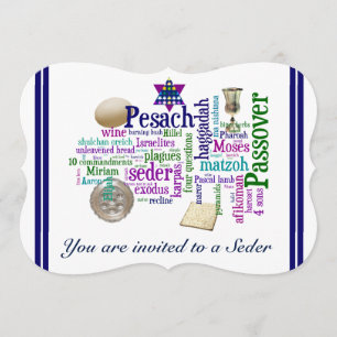 Pesach Words and Symbols Card/Invitation Invitation