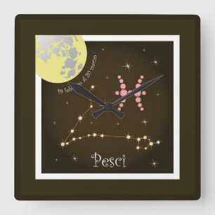 Pesci 19 febbraio al 20 marzo square wall clock