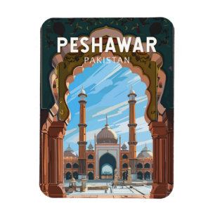 Peshawar Pakistan Travel Art Vintage Magnet
