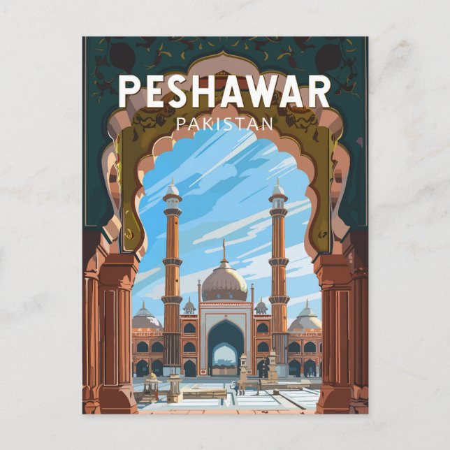 Peshawar Pakistan Travel Art Vintage Postcard (Front)