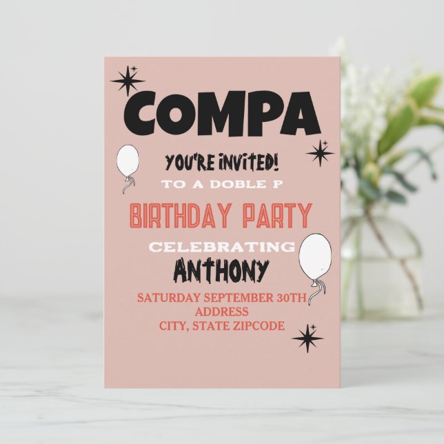 Peso Pluma invitation birthday invite  (Standing Front)