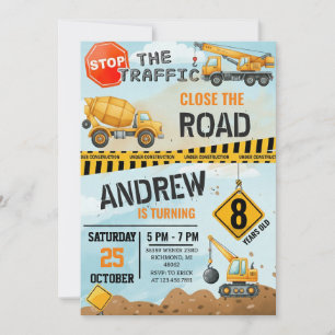 Pesonal Modern Construction Birthday Extravaganza Invitation