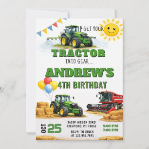 Pesonal Ranch Tractor Birthday party Invitation