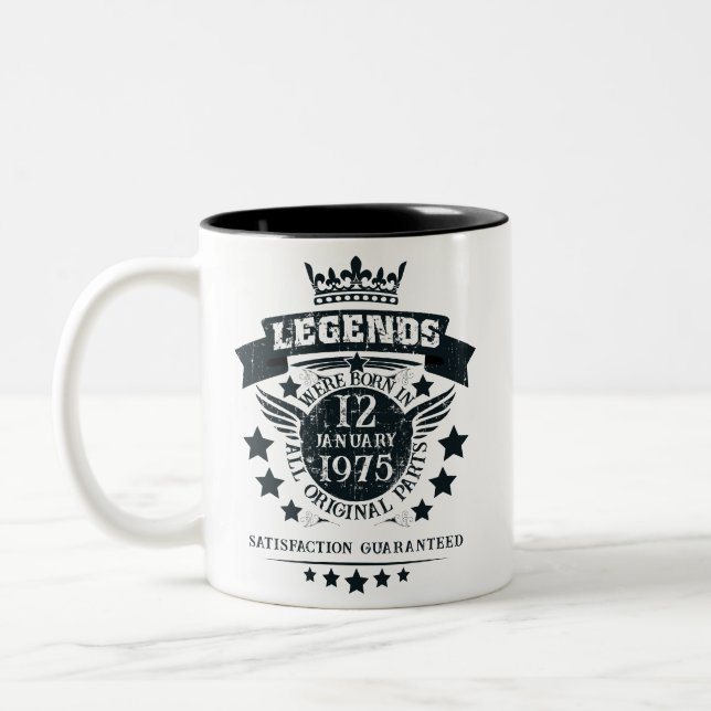 Pesonalized Legends Were Born in Date Month Year Two-Tone Coffee Mug (Left)