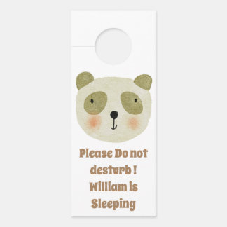 Pesonalized watercolor cute animal bear green chic door hanger