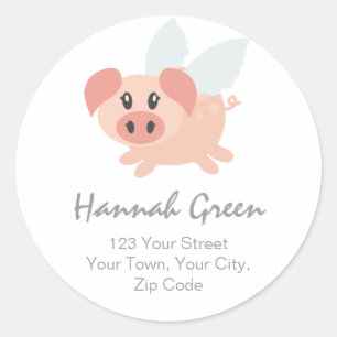 Pesrsonalised Flying Pig Address Stickers