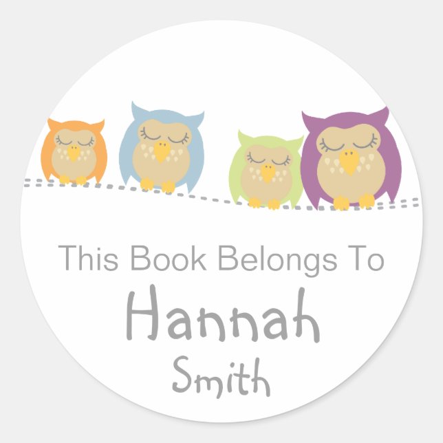 Pesrsonalised Owl Book Stickers (Front)
