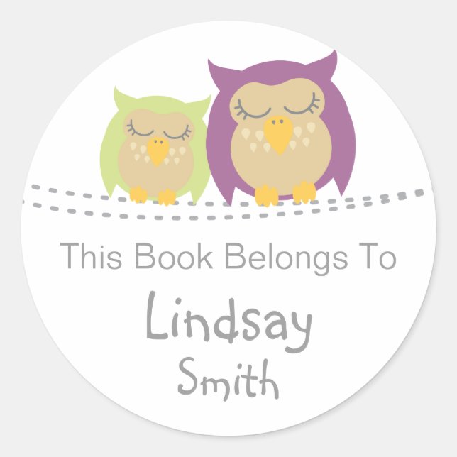 Pesrsonalised Owl Book Stickers (Front)