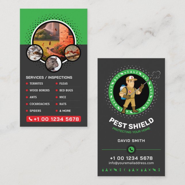 Pest control Service, Exterminator, Fumigation Bus Business Card (Front/Back)