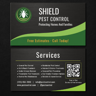 Pest Control Service QR Code Metallic Business Card