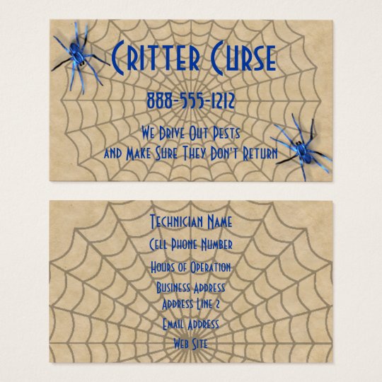 Pest Control Spiders and Web Business Card