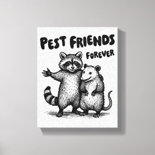 Pest Friends Forever Black Print Canvas