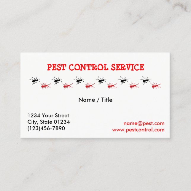 Pest Service Single Sided Business Card (Front)