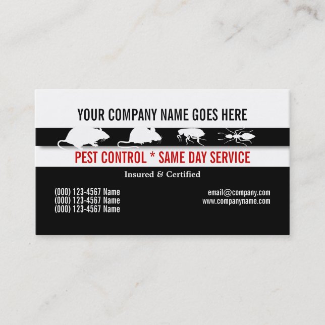 Pest Vermin Control Personalise Business Card (Front)
