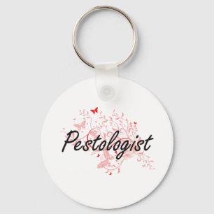 Pestologist Artistic Job Design with Butterflies Key Ring