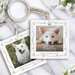 Pet 2 Photo Doodles Heart Mom Favorite Child White Key Ring