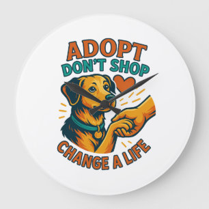 Pet Adopt Love Tee Large Clock