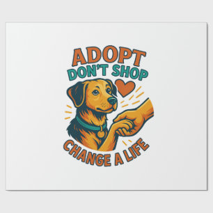 Pet Adopt Love Tee Wrapping Paper