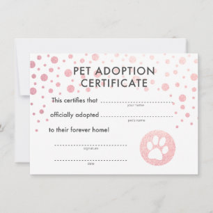 Pet Adoption Birthday Party Certificate