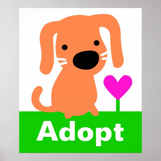 Pet Adoption - Orange Dog & Heart Poster (Front)