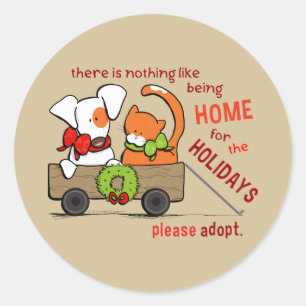 Pet Adoption Patch n Rusty Home for Christmas Classic Round Sticker