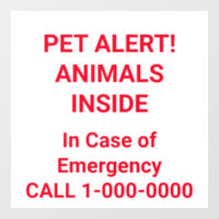 PET ALERT! Bright Red Letters