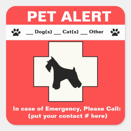 Image of Pet Alert Emergency Square Sticker