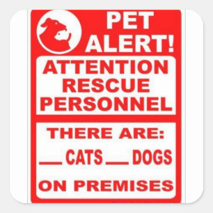 Pet Alert Square Sticker