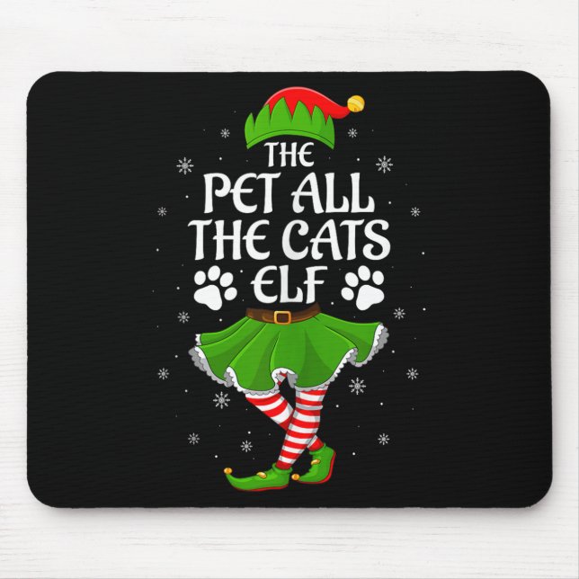 Pet All The Cats Elf Christmas Girls Women Elf Squ Mouse Mat (Front)