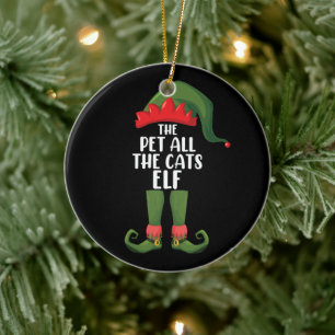 Pet All the Cats Elf Matching Family Christmas  Ceramic Tree Decoration