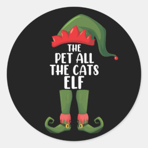 Pet All the Cats Elf Matching Family Christmas Classic Round Sticker
