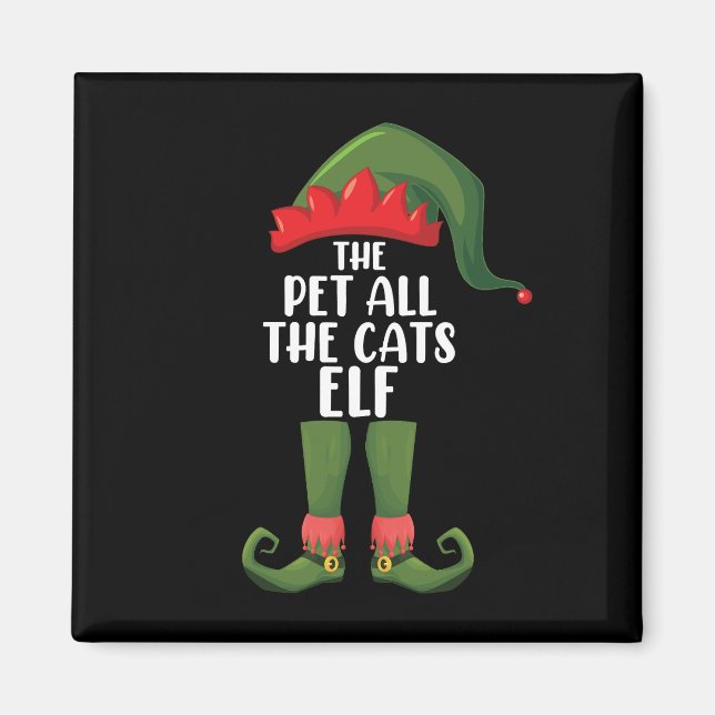 Pet All the Cats Elf Matching Family Christmas  Magnet (Front)