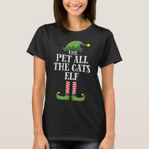 Pet All The Cats Elf Matching Family Christmas Paj T-Shirt