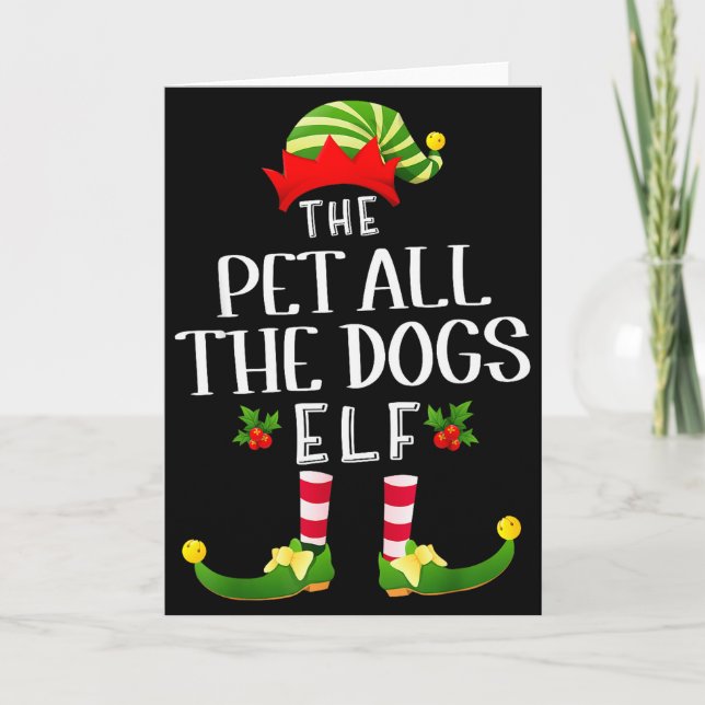 Pet All The Dogs Christmas Elf Matching Pajama X-m Card (Front)