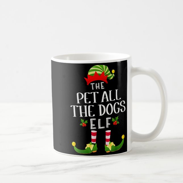 Pet All The Dogs Christmas Elf Matching Pajama X-m Coffee Mug (Right)