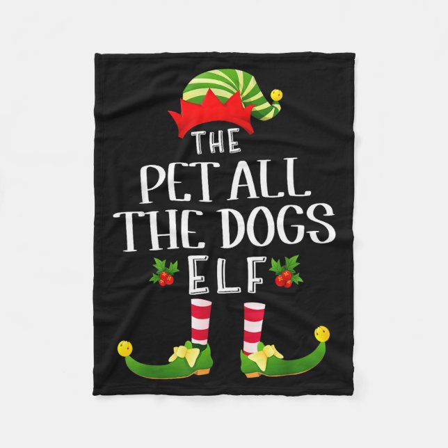 Pet All The Dogs Christmas Elf Matching Pajama X-m Fleece Blanket (Front)